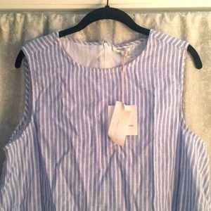 Beach Lunch Lounge striped linen cotton dress sz L